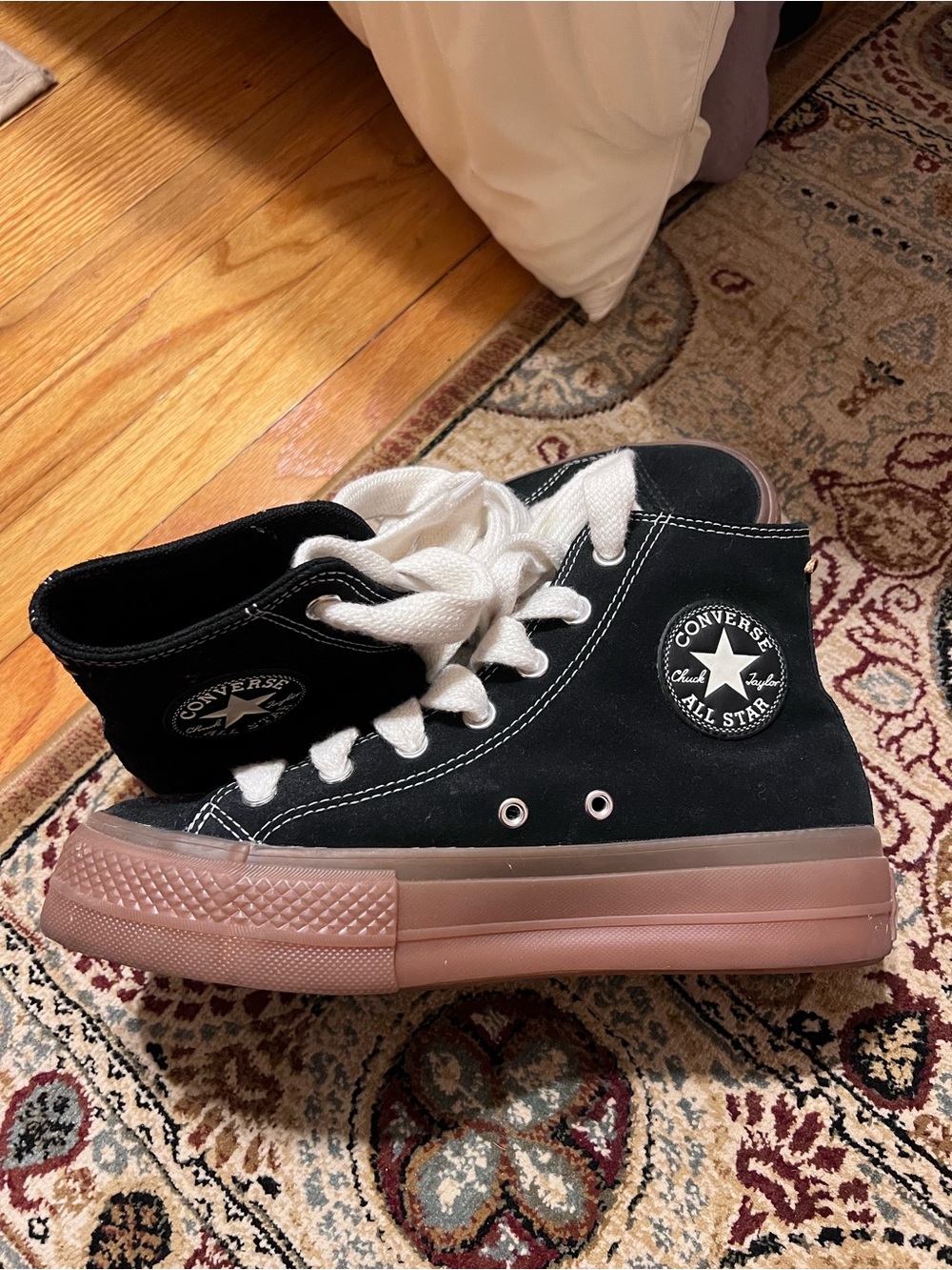 Converse Black High Top Platform Sneakers with Gum Sole
